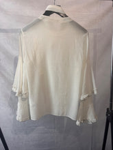 Load image into Gallery viewer, Chloe Ivory Cheesecloth bell sleeve shirt, Size Small
