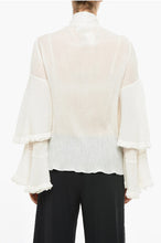 Load image into Gallery viewer, Chloe Ivory Cheesecloth bell sleeve shirt, Size Small
