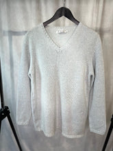 Load image into Gallery viewer, gerard darel light blue long line v neck jumper, Size large
