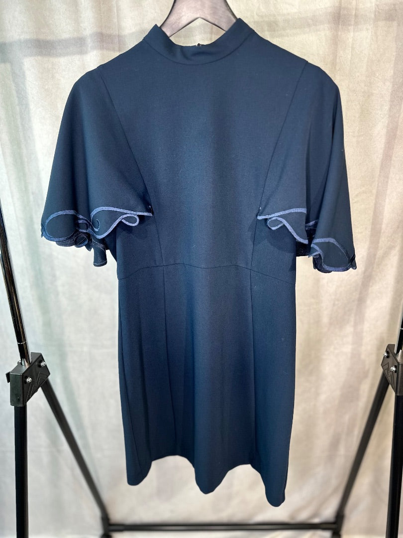 see by chloe navy Frill sleeve shift dress, Size 40