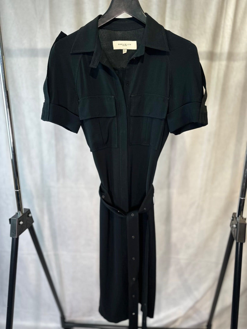 karen millen black belted shirt dress, Size 8