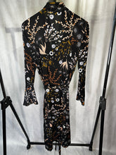 Load image into Gallery viewer, M&amp;S Limited Edition black floral bell sleeve midi dress, Size 14
