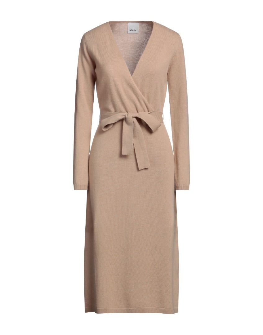 allude oatmeal cashmere wrap dress, Size medium