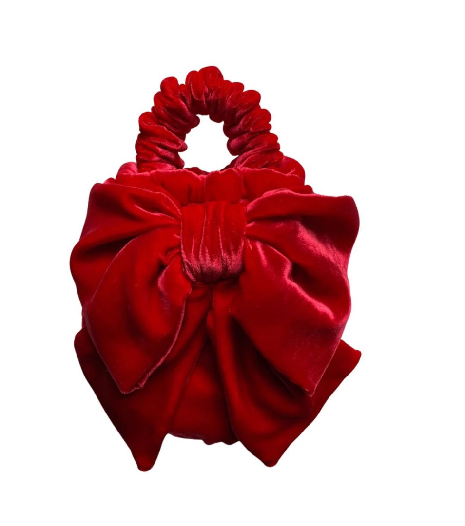 Maison M Red Velvet bow bag, Size