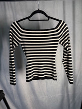 Load image into Gallery viewer, Bash Black Owais Striped off the shoulder top, Size 10
