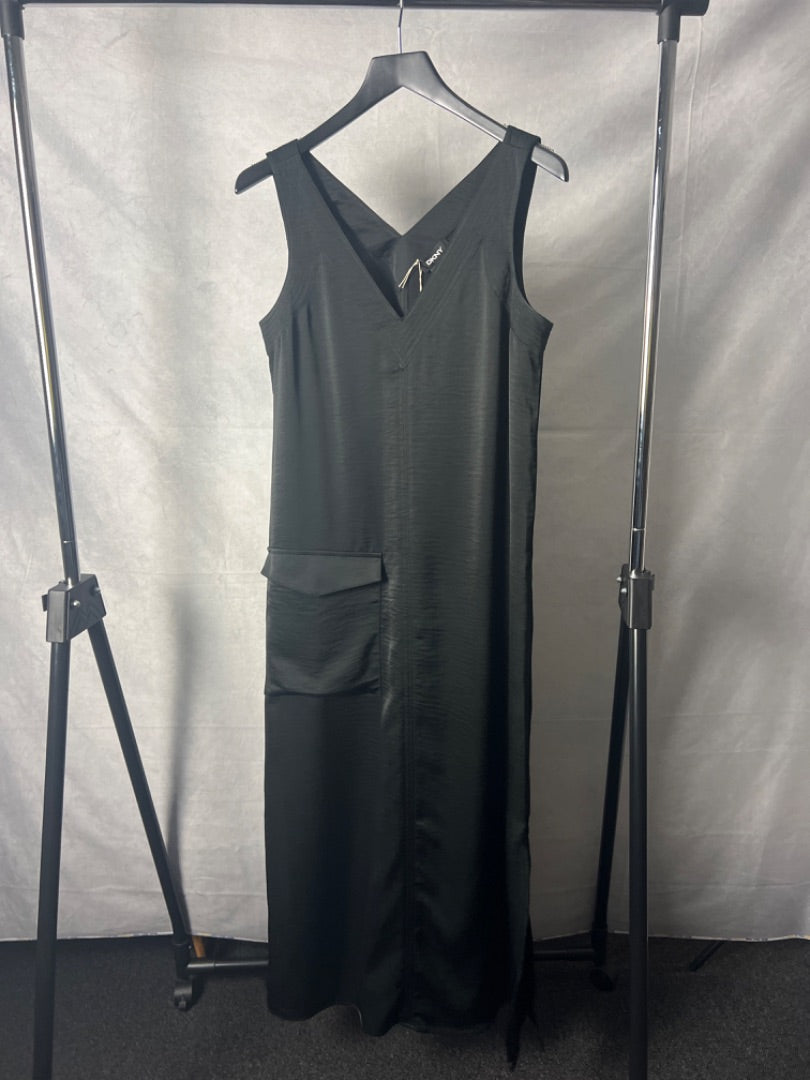 DKNY black maxi dress with cargo pocket, Size small