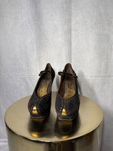 Load image into Gallery viewer, YSL Black Suede brogue stiletto heels, Size 39
