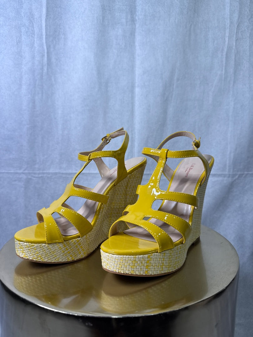 LK Bennett Yellow Patent wedges, Size 40