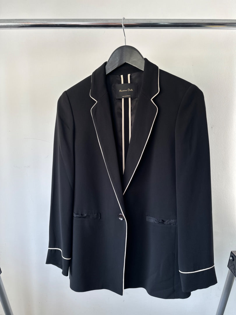 Massimo Dutti Black Single Breasted Jacket, Size 38