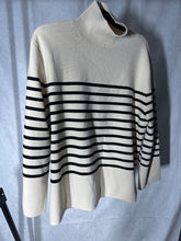 Load image into Gallery viewer, H&amp;M Cream Stripe high neck top, Size small
