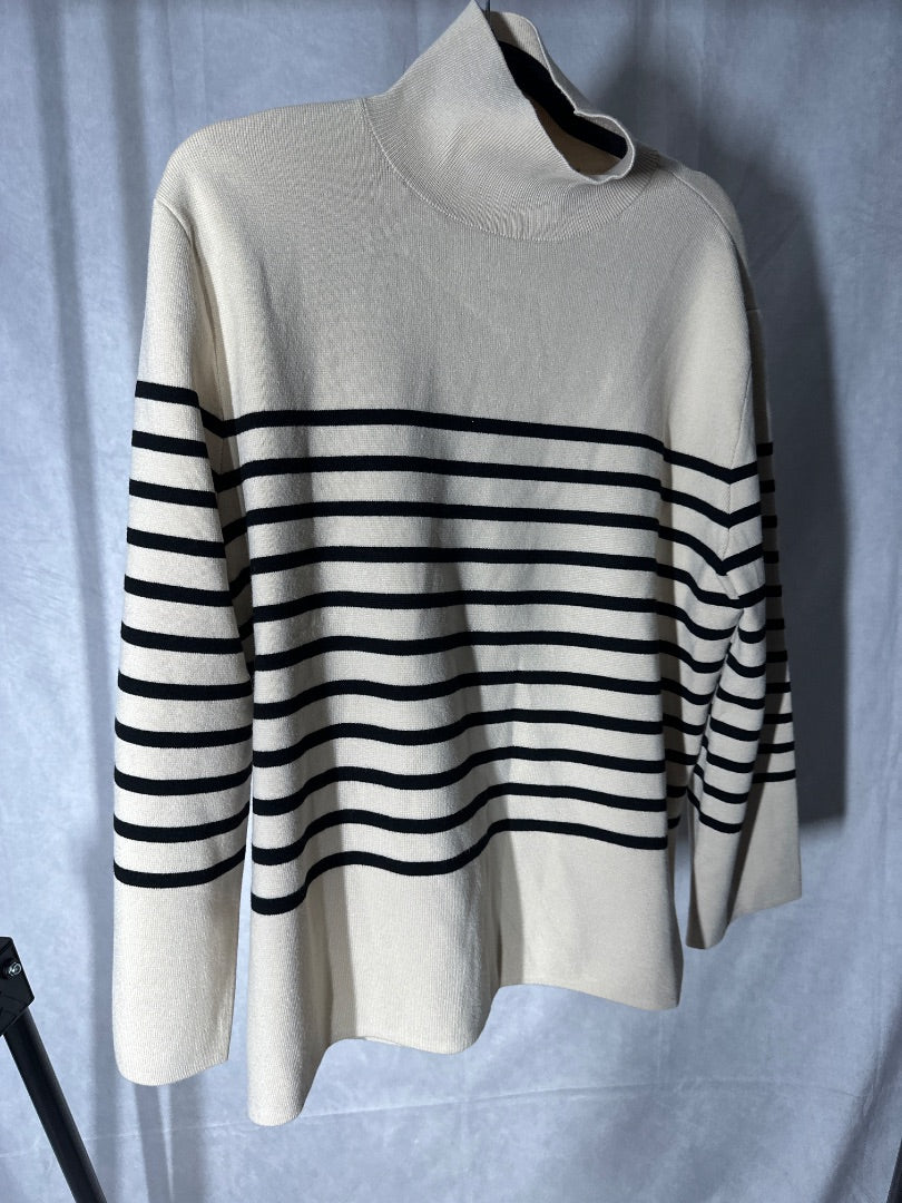 H&M Cream Stripe high neck top, Size small