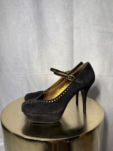 Load image into Gallery viewer, YSL Black Suede brogue stiletto heels, Size 39
