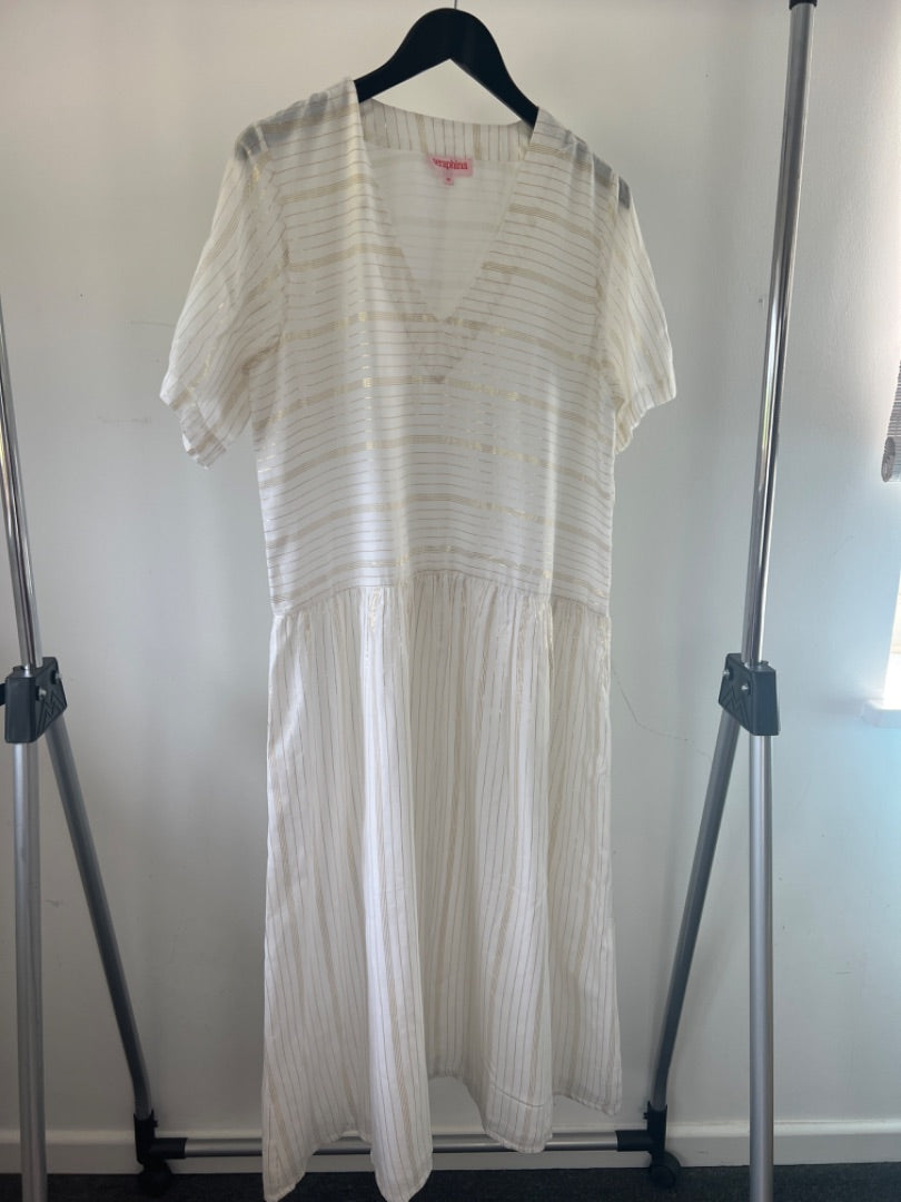 seraphina White Drop waist fine cotton dress, Size Medium