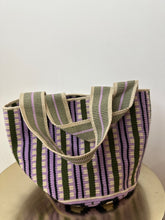 Load image into Gallery viewer, Guanabana Purple and olive Woven small tote handbag, Size Small
