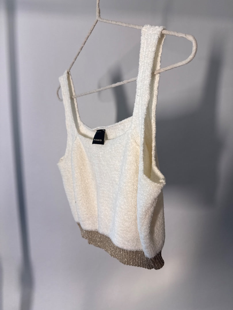 Pinko Cream Crop lamby bralette, Size M