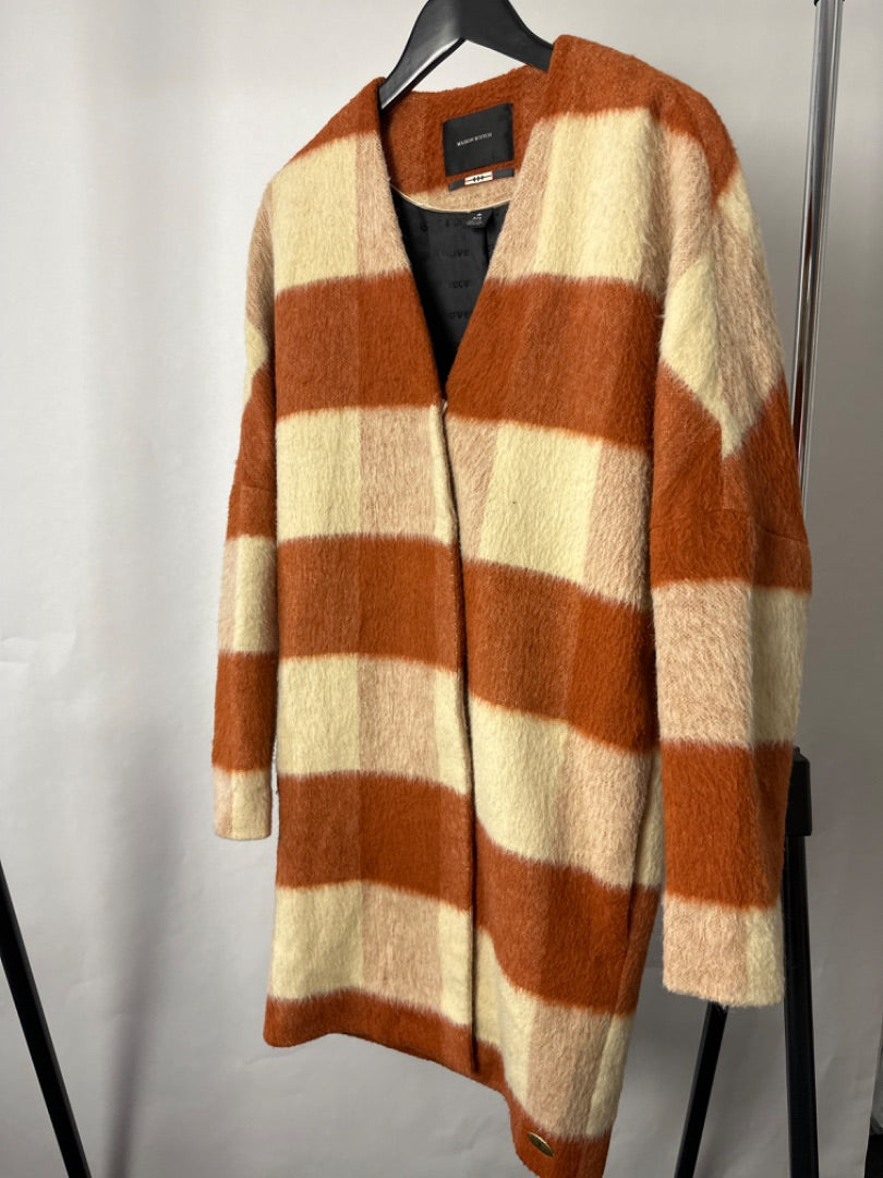 maison scotch Rust Plaid wool coat, Size Medium