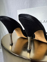 Load image into Gallery viewer, Manolo Blahnik Black Satin mules, Size 38.5
