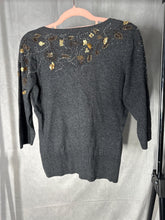 Load image into Gallery viewer, Monsoon charcoal Beaded cardigan, Size 14
