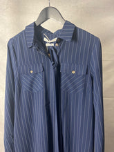 Load image into Gallery viewer, Gestuz navy Kinegz pinstripe shirt dress, Size 36
